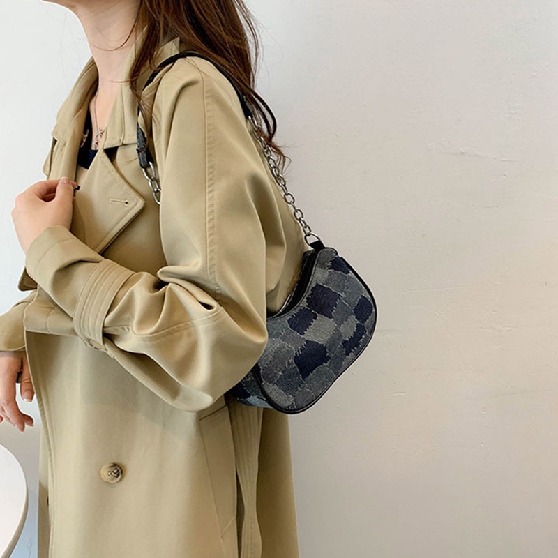 Túi Xách Denim In Họa Tiết Phong Cách Cổ Điển Thanh Lịch Dành Cho Nữ