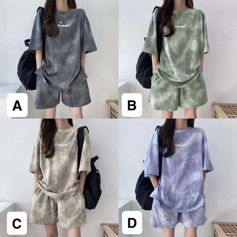Bộ Đồ Thể Thao Ngắn Tay Nhuộm Màu Dáng Rộng Thời Trang Cho Nữ