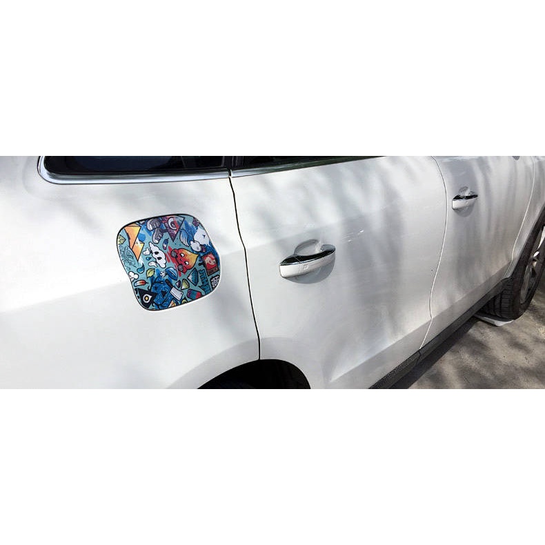 Creative Automotive Fuel Tank Cap Modified Graffiti Stickers Reflective Mirror Car Cartoon Waterproof Scratch Hidden Personality Decorative Cover Stickers Cute stickers Car fuel tank cap decoration