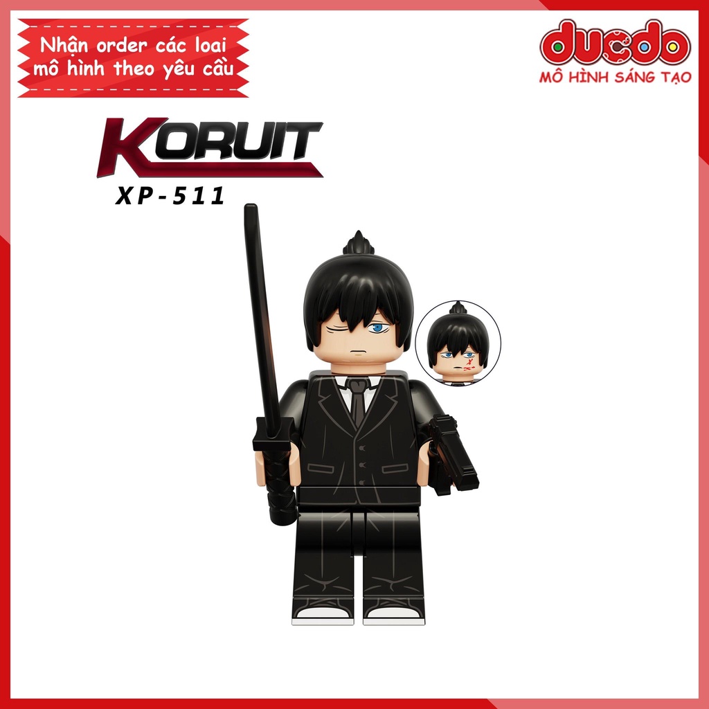 Minifigures nhân vật Quỷ Máy Cưa Chainsaw Man Denji Pochita - Đồ chơi Lắp ghép Xếp hình Mini Mô hình Koruit KT1067