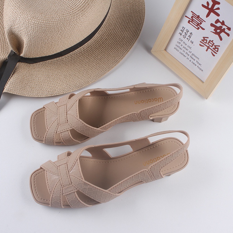 Giày Sandal Đế Bằng Màu Trơn Thời Trang Dành Cho Nữ