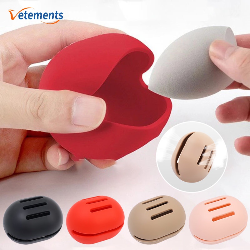 Hộp Đựng Mút Trang Điểm Bằng Silicone Hình Trứng Chống Ẩm / Bụi Bẩn