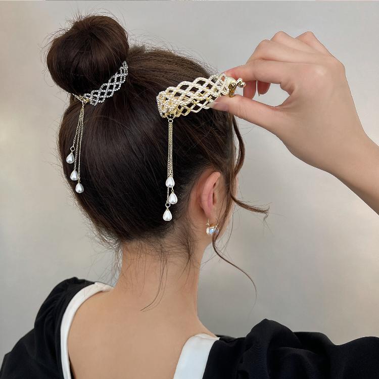 Kẹp Tóc Đuôi Ngựa Đính Ngọc Trai Lấp Lánh Kiểu Hàn Quốc Cho Nữ