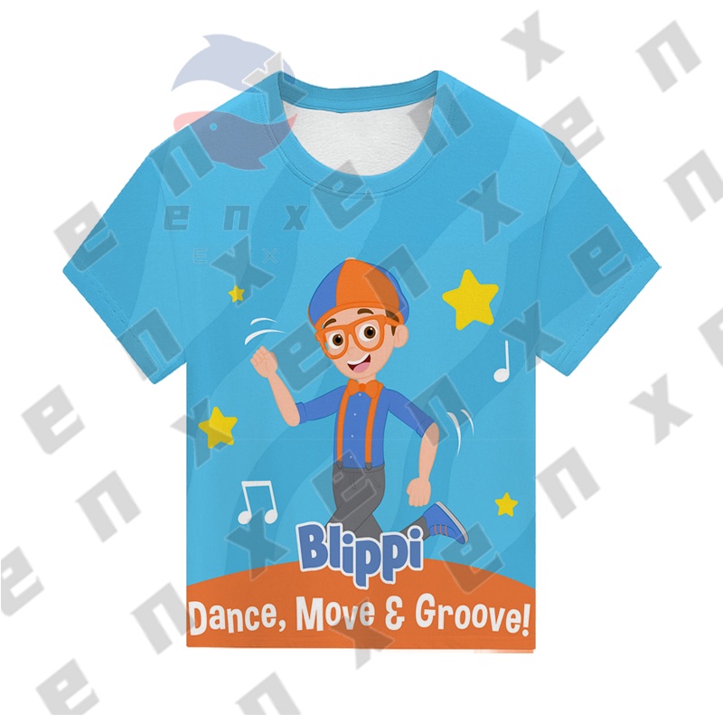 Áo Sơ Mi Ngắn Tay Hóa Trang Nhân Vật Blippi Đáng Yêu Cho Bé