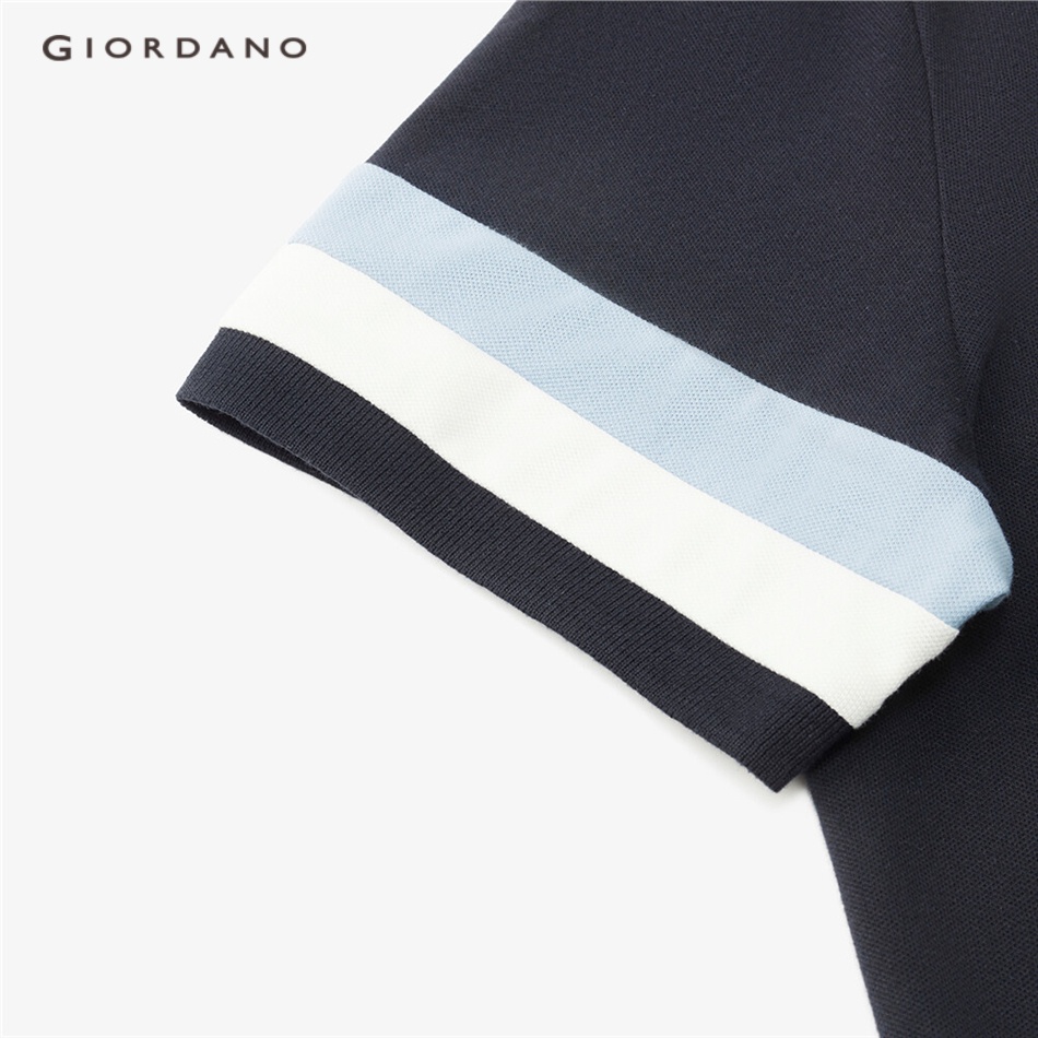Áo thun polo GIORDANO 13013206 thêu họa tiết cú màu tương phản thời trang dành cho nam