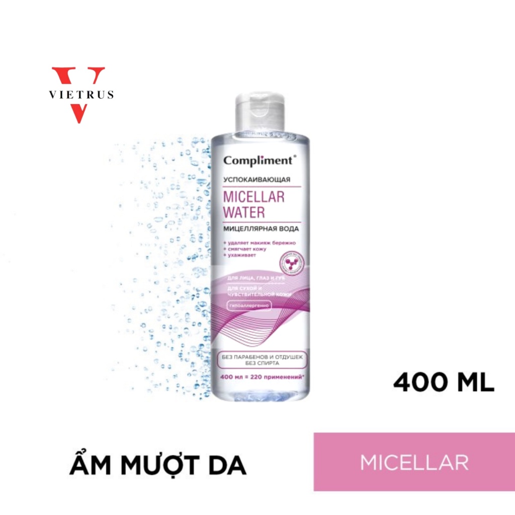 Nước tẩy trang Compliment Micellar Water làm sạch và chăm sóc da hiệu quả 400ml Vietrus