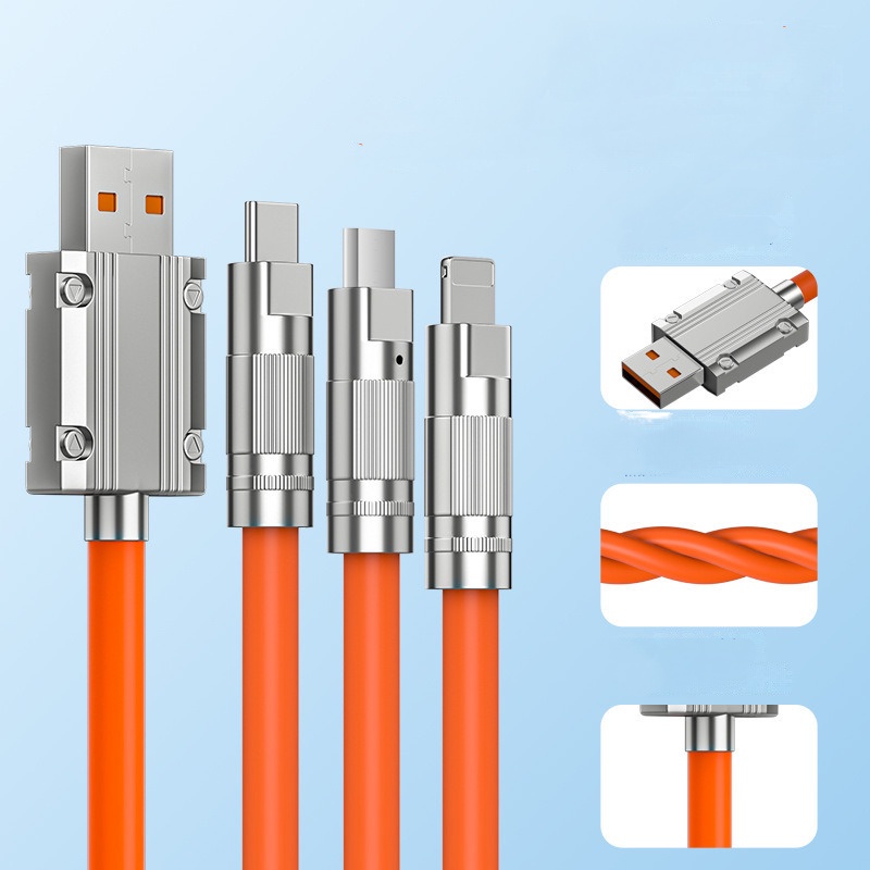 Dây Cáp Sạc Nhanh 3 Trong 1 6A Bằng Hợp Kim Kẽm Và silicone
