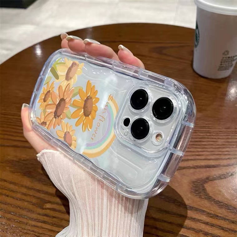 Ốp Điện Thoại Silicone Mềm Trong Suốt Chống Sốc In Hình Hoa Hướng Dương Cho IPhone 14 Pro Max 13 12 11 Plus XS X XR 8 + 7 Plus