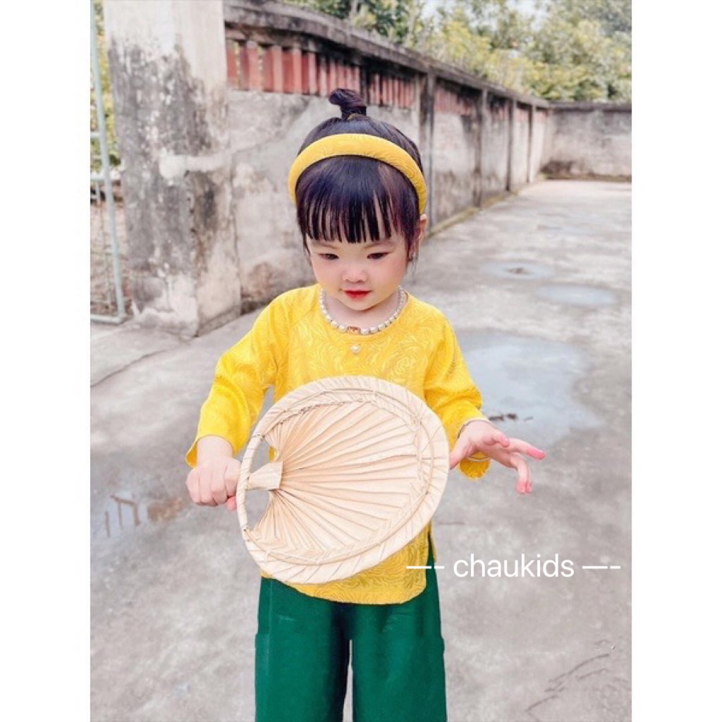 Bộ bà ba bé gái chất gấm mịn đẹp size 8-8kg