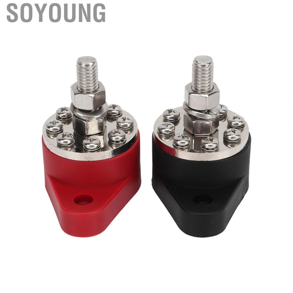 Soyoung Battery Distribution Terminal Stud  Heavy Duty Red Black 300A 3/8inch M10 Power Studs for ATVs