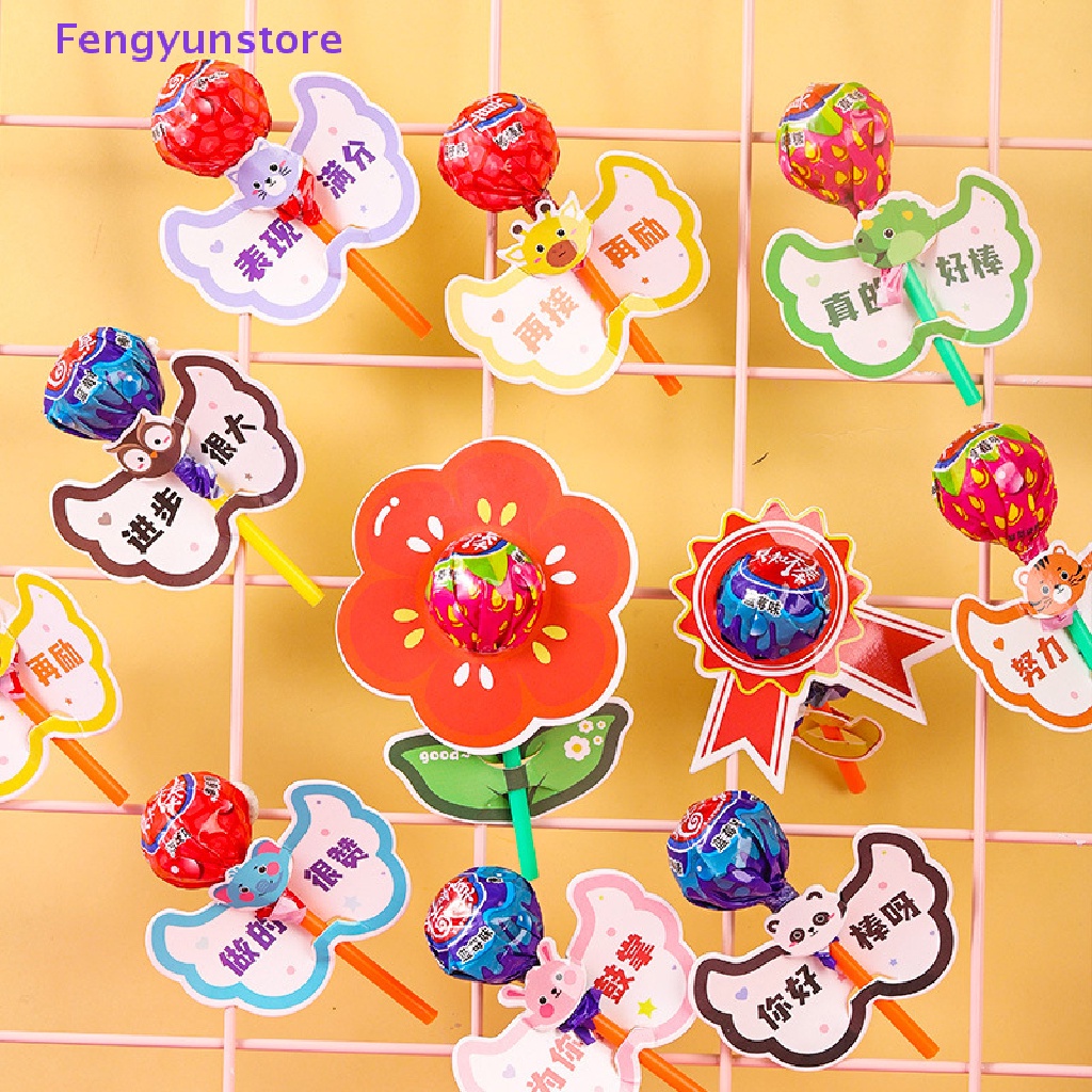 Set 40 / 50 Tấm Thiệp Kẹo Mút In Họa Tiết Hoạt Hình Dễ Thương Dùng Làm Quà Tặng