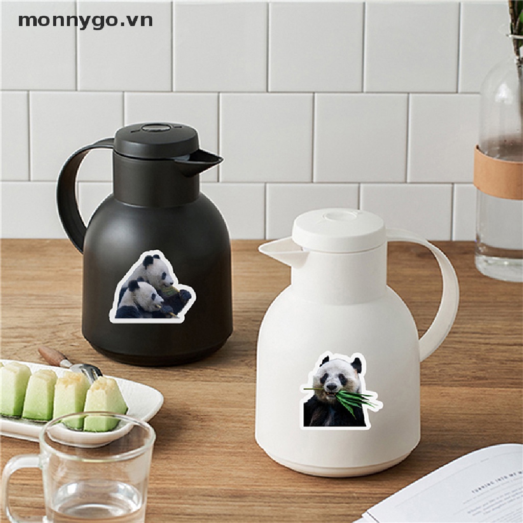 Set 50 Miếng Dán Hình Gấu Trúc Dễ Thương Dùng Trang Trí Laptop / Vali / Ván Trượt / Xe Máy