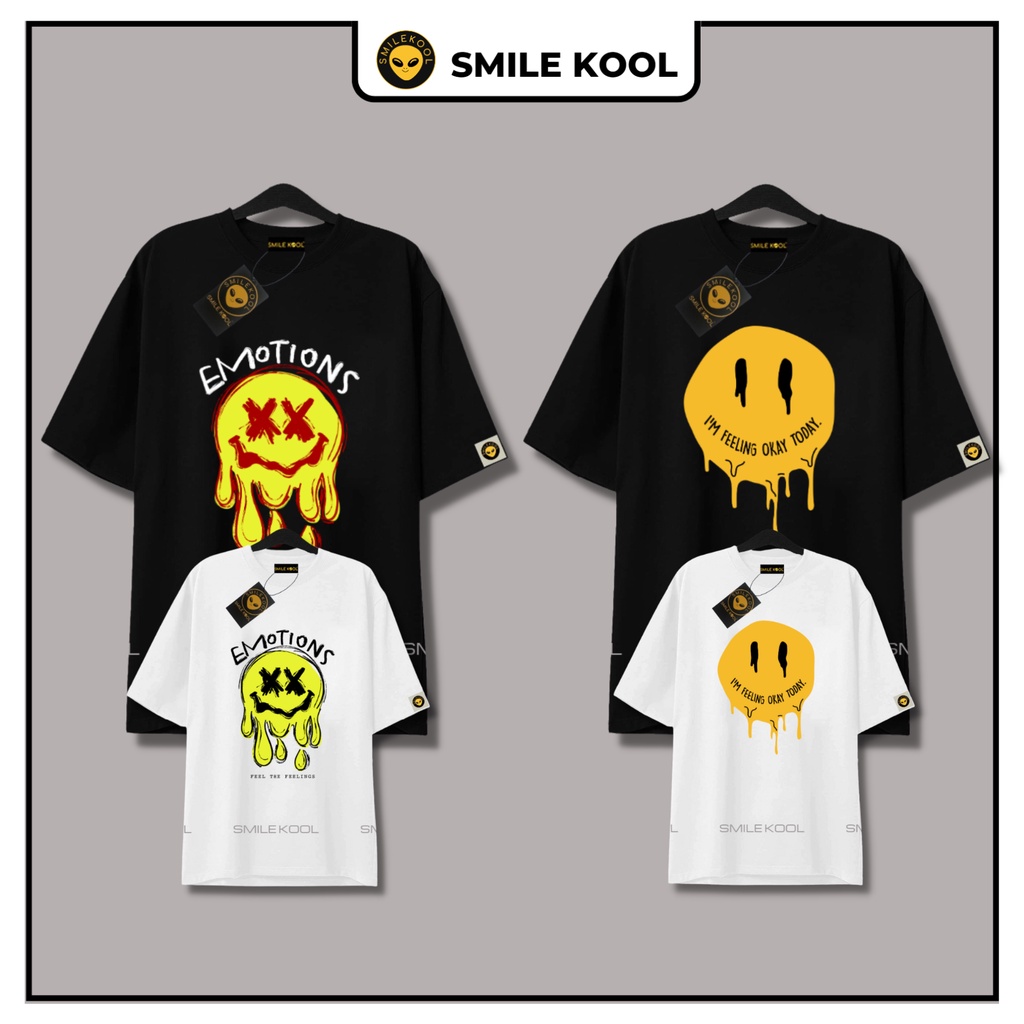 Áo Thun Tay Lỡ Smile Kool, Form rộng oversize, áo phông, unisex nam nữ,áo thun cotton