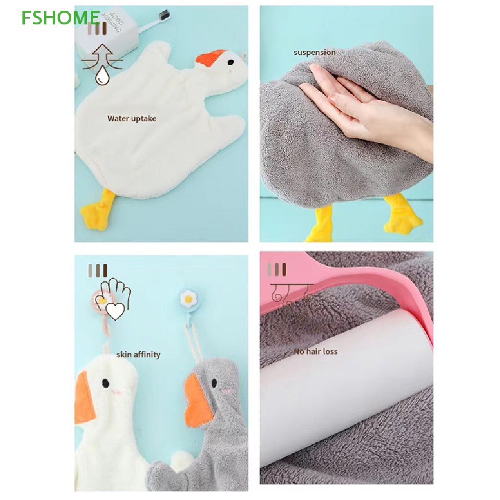 Fshome Khăn Lau Tay Treo Tường Nhà Tắm Thấm Hút Tốt Hình Chú Ngỗng Đáng Yêu Mới