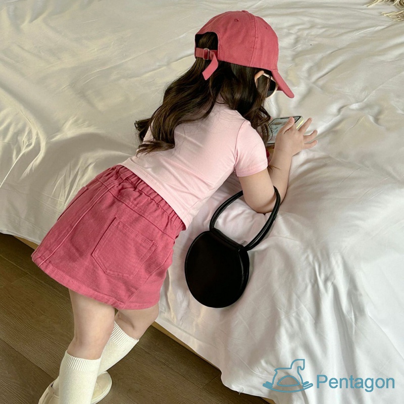 Set Áo Thun Tay Ngắn Phối Chân Váy Thời Trang Hàn Quốc Xinh Xắn Cho Bé Gái