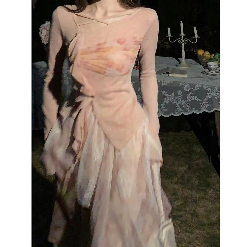 Bộ Áo Tay Dài + Chân Váy Lưới Mỏng Phong Cách Trung Hoa Mới Mẻ Cho Nữ 4.10 Dream SEVEN77 4.10