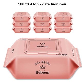 Khăn ướt hàn quốc 4 lớp cao cấp 100 tờ không mùi bebeen light