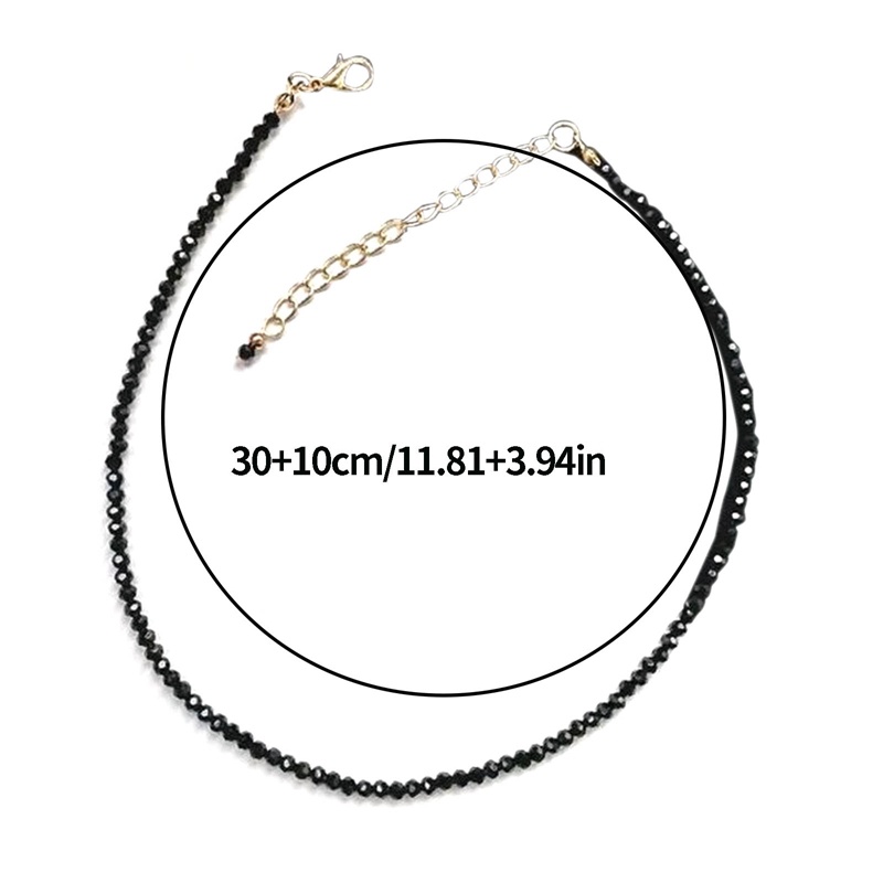 Vòng Cổ Choker Dạng Chuỗi Hạt Ngắn Màu Đen Đơn Giản Thời Trang Cho Nữ