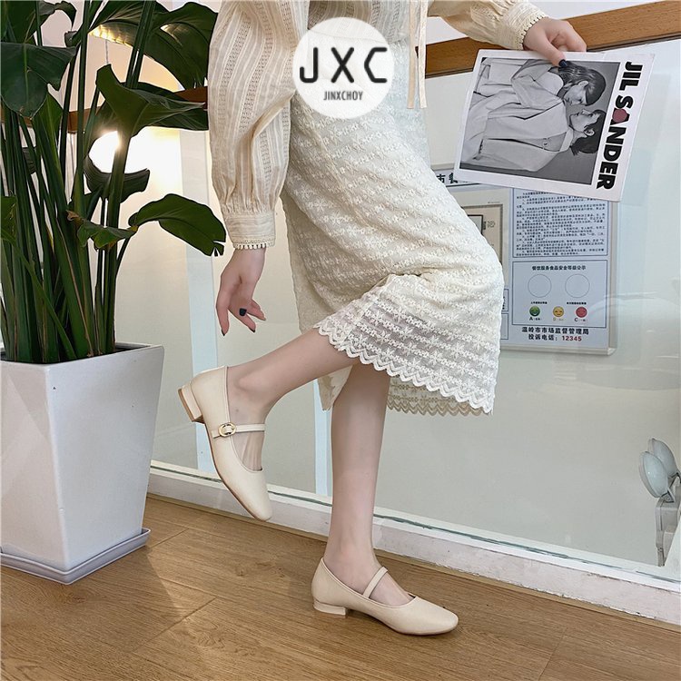 JINxCHOY Giày Mary Jane JINXCHOY mũi vuông màu trơn thoải mái thời trang