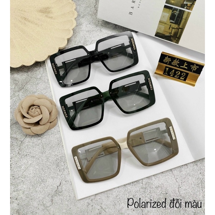 Kính Vuông Nữ Đổi Màu chữ H HM Tròng poli Đi Ngày Và Đêm Chống Tia UV400