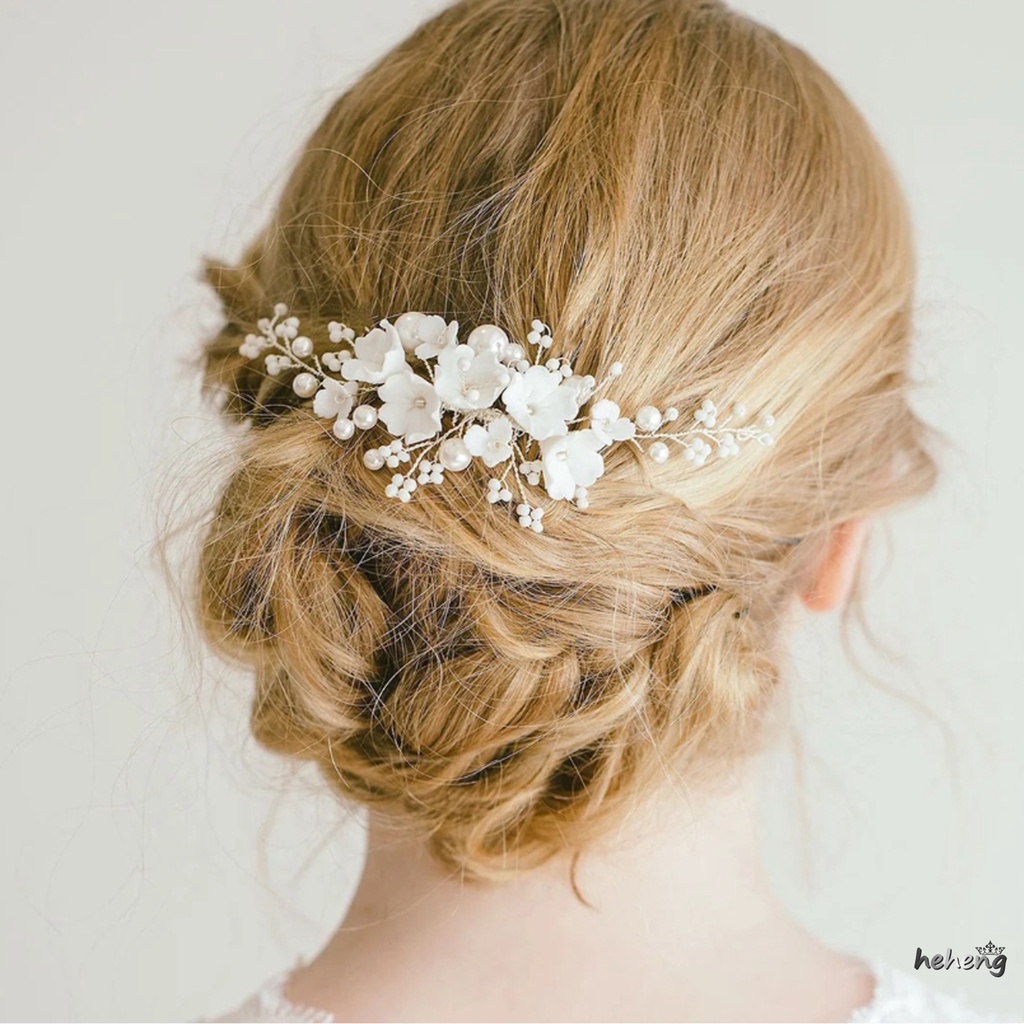 Lược Cài Tóc 12 Răng Màu Trắng Sang Trọng Cho Phù Dâu