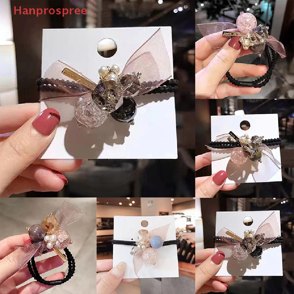 Dây Cột Tóc Ruy Băng Đính Hạt Pha Lê Lấp Lánh Thời Trang Cho Nữ