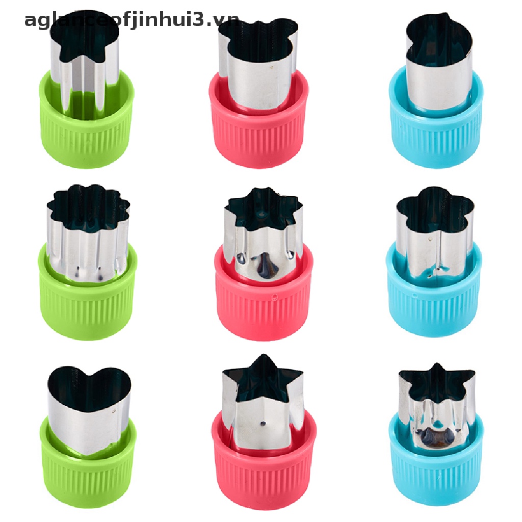 Set 3 Dụng Cụ Cắt Rau Củ Quả Hình Ngôi Sao / Trái Tim Tay Cầm Nhựa Bằng Inox