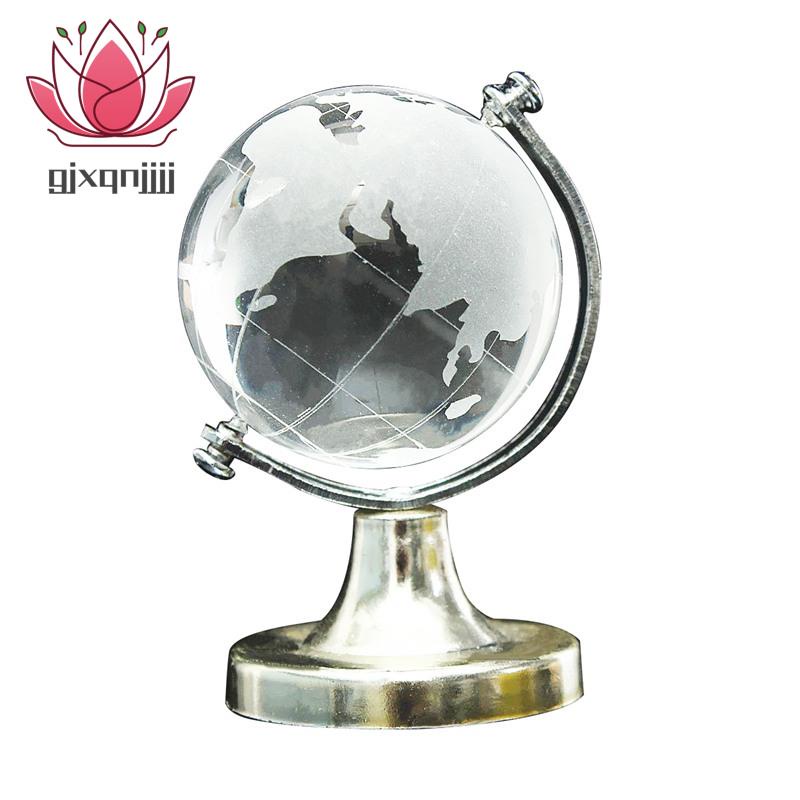 Quả Địa Cầu Pha Lê Bằng Thủy Tinh Mờ Có Giá Đỡ Để Bàn Trang Trí Nhà Cửa /