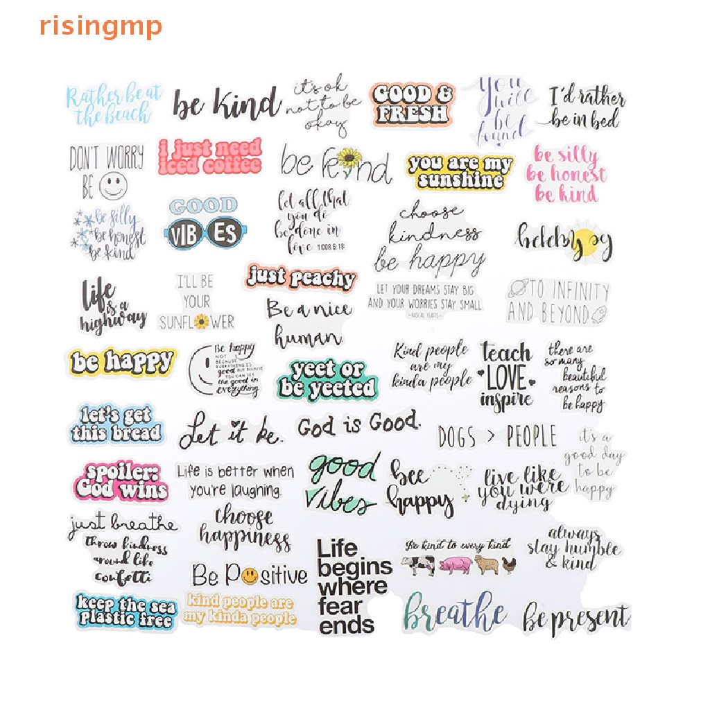 Set 50 Sticker Dán Laptop / Máy Tính In Câu Trích Dẫn Tiếng Anh