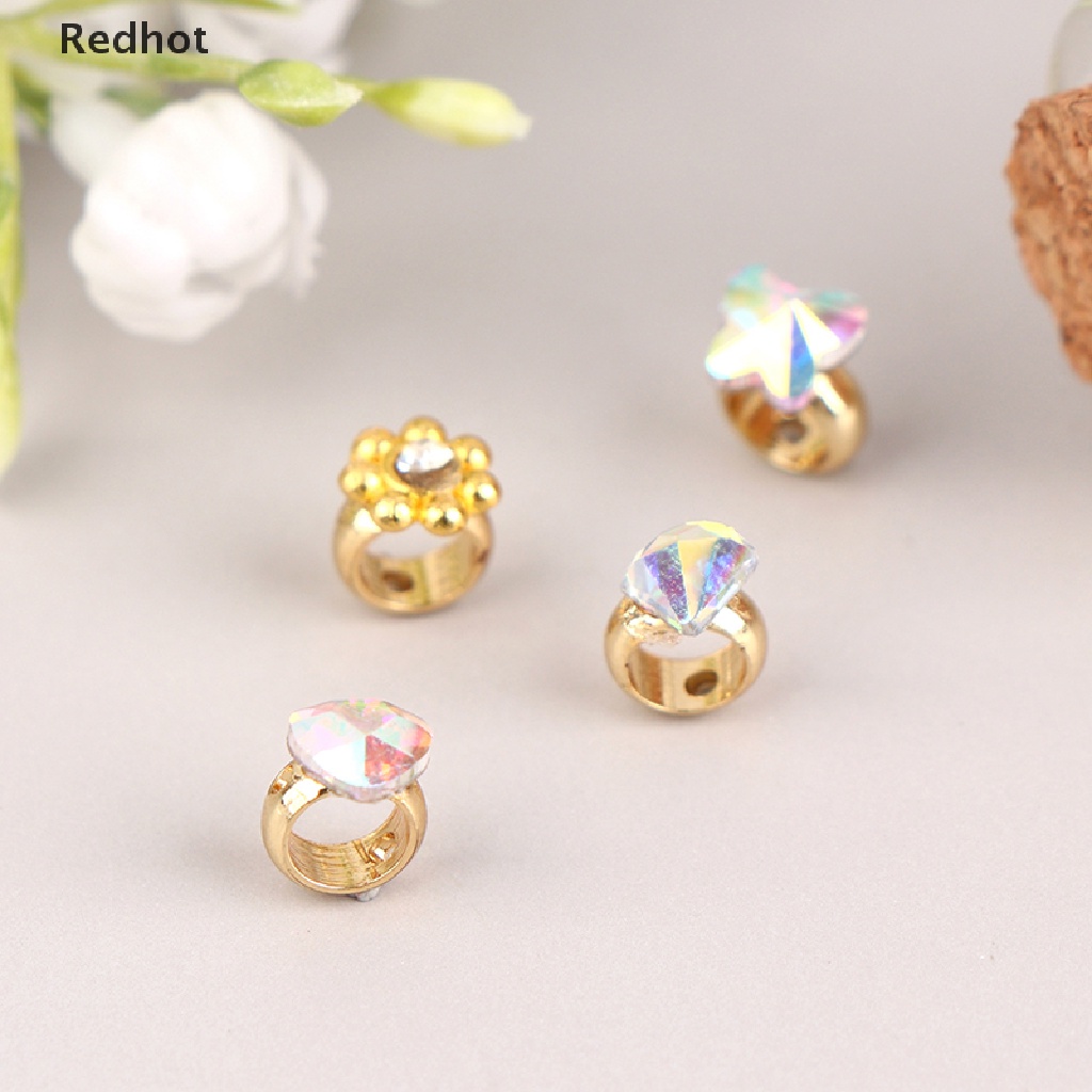 &lt; Redhot &gt; Nhẫn Kim Cương Hình Hoa Hướng Dương / Bướm / Trái Tim Mini Trang Trí Nhà Búp Bê Thu Nhỏ 1: 6
