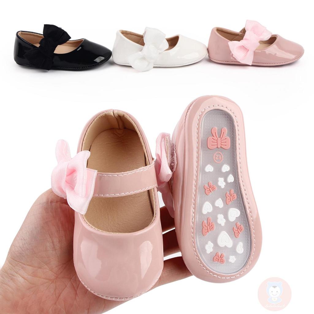 Giày Búp Bê Da PU Đế Mềm Đính Nơ Xinh Xắn Cho Bé Gái LAA6-Baby