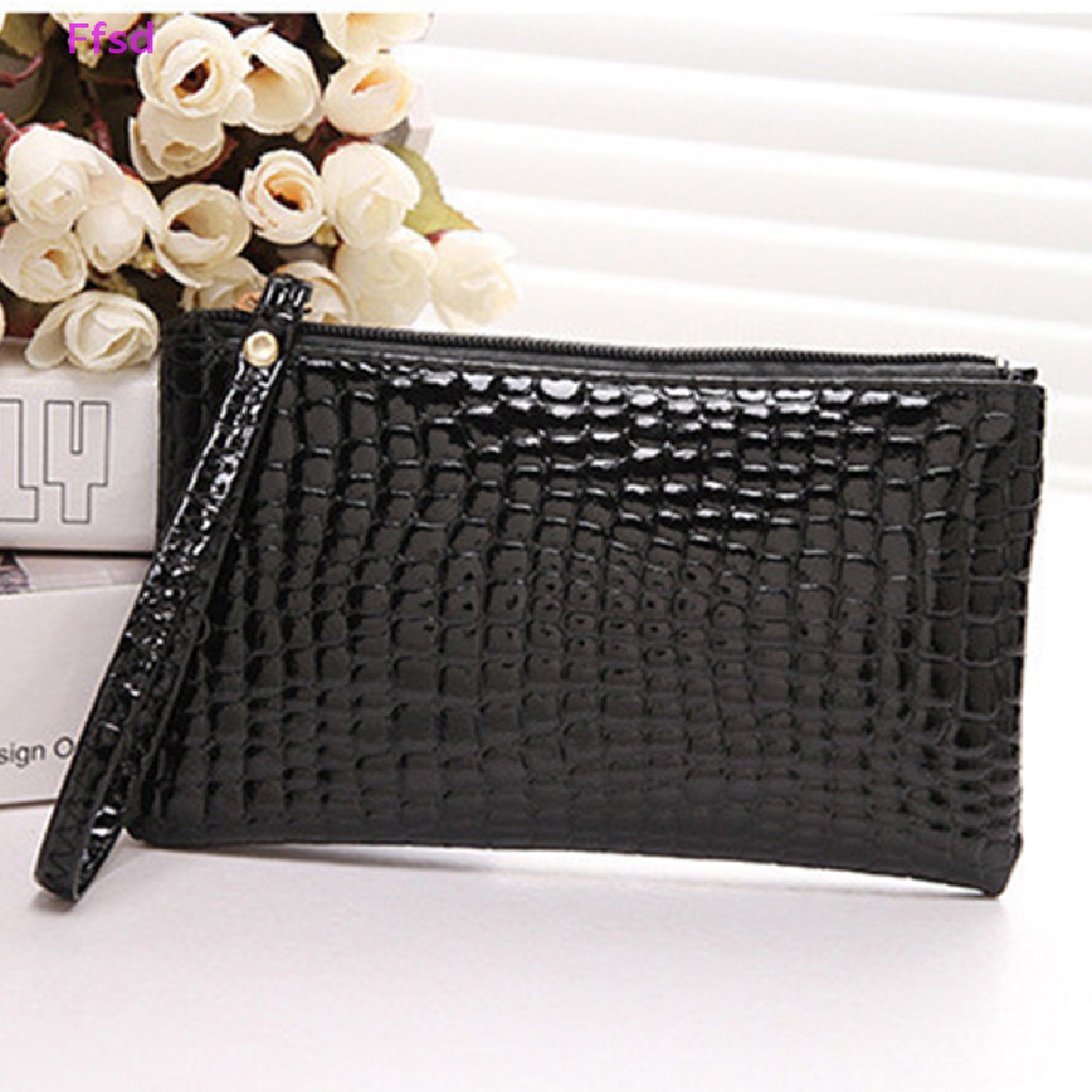 {Ffsd} Ví Đựng Điện Thoại / Tiền Xu / Thẻ Có Dây Kéo Nhỏ Gọn Màu Trơn Cho Nữ * Bán Chạy