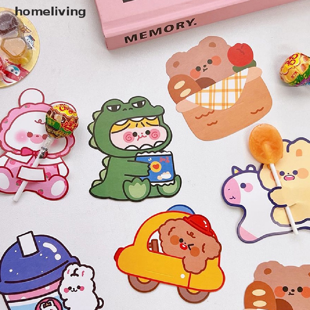 Set 50 Thiệp Giấy In Hình Kẹo Mút Hoạt Hình Dễ Thương