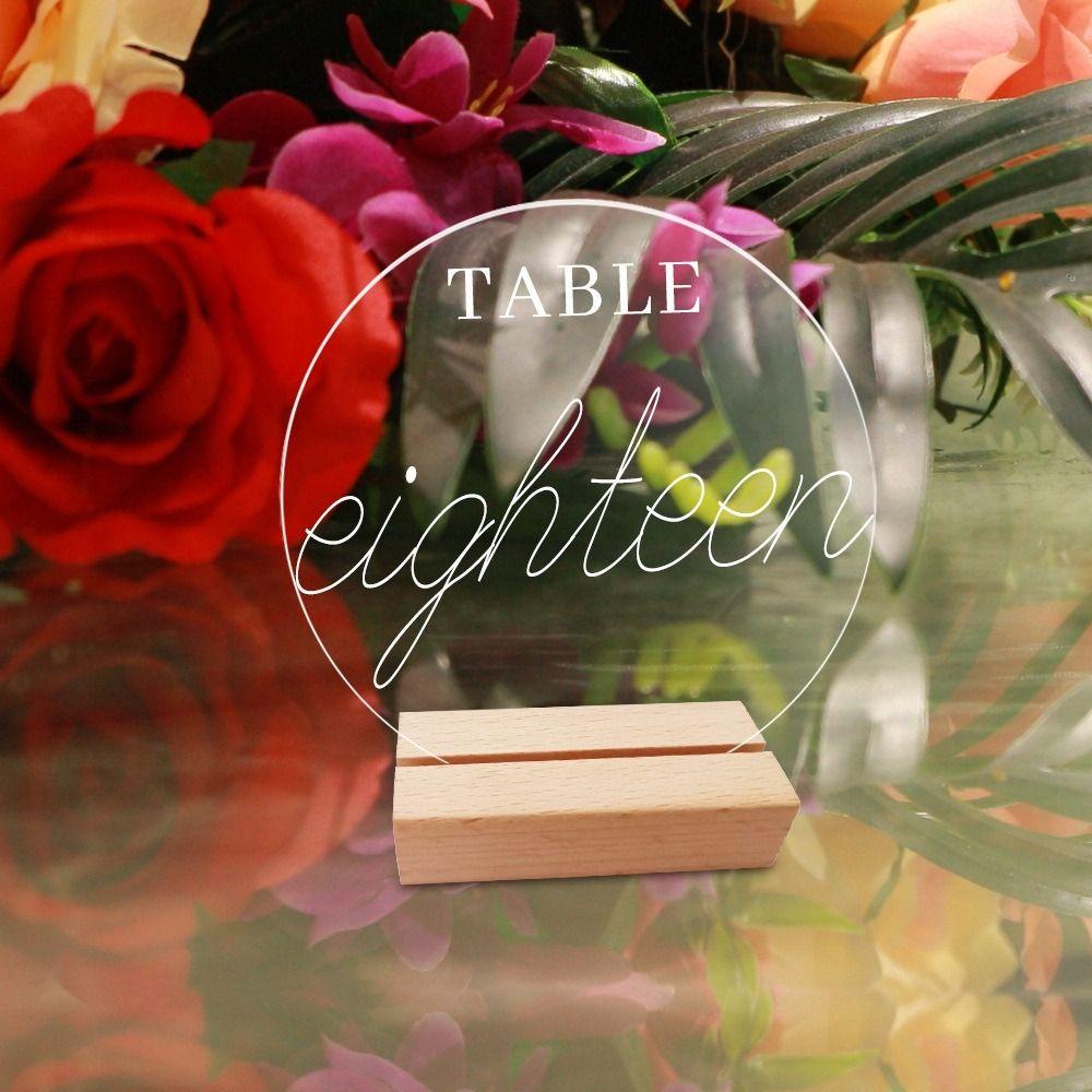 CONOPERY Bộ 2 Đế Gỗ Acrylic Trong Suốt In Số Để Bàn Trang Trí Tiệc Cưới