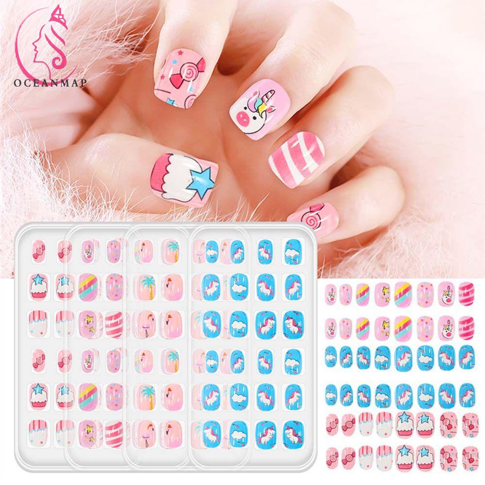 [Hàng mới về] Móng tay giả họa tiết hoạt hình dễ thương cho trẻ em diy