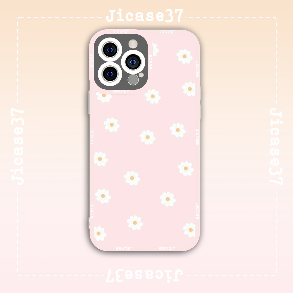 Ốp lưng iphone cạnh vuông Jicase Daisy Flower Hoa Cúc Aesthetic