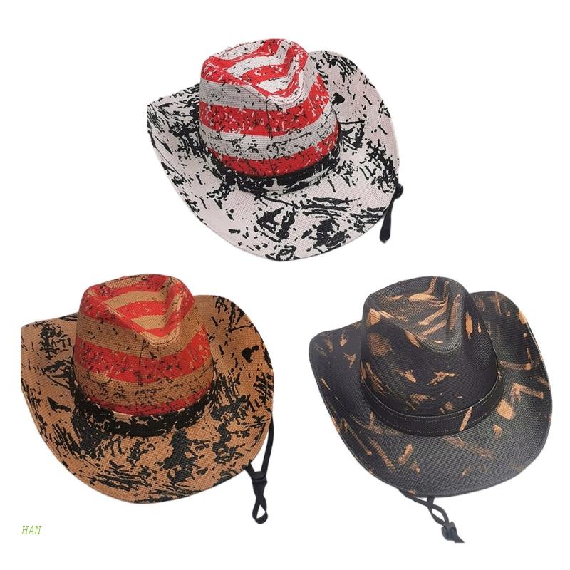 Mũ Cao Bồi Unisex In Họa Tiết Cổ Điển Phong Cách Phương Tây