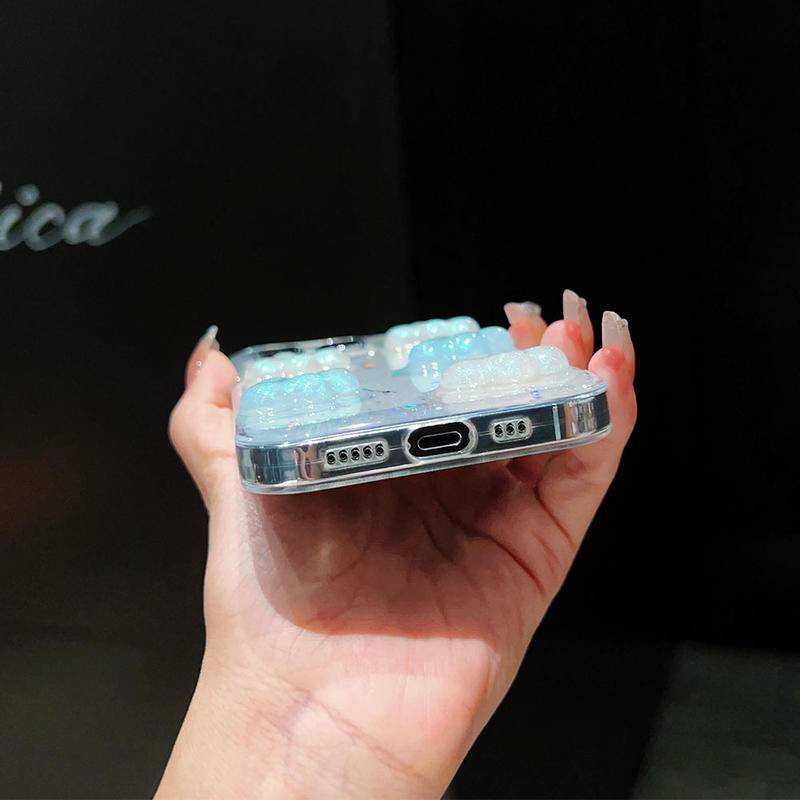 Ốp Điện Thoại Mềm Kim Tuyến Hình Đám Mây 3D Cho iPhone 14 13 12 11 Pro MAX Plus X XS MAX XR 7 8 Plus SE 2022 2020 14Plus 13Mini 12Mini