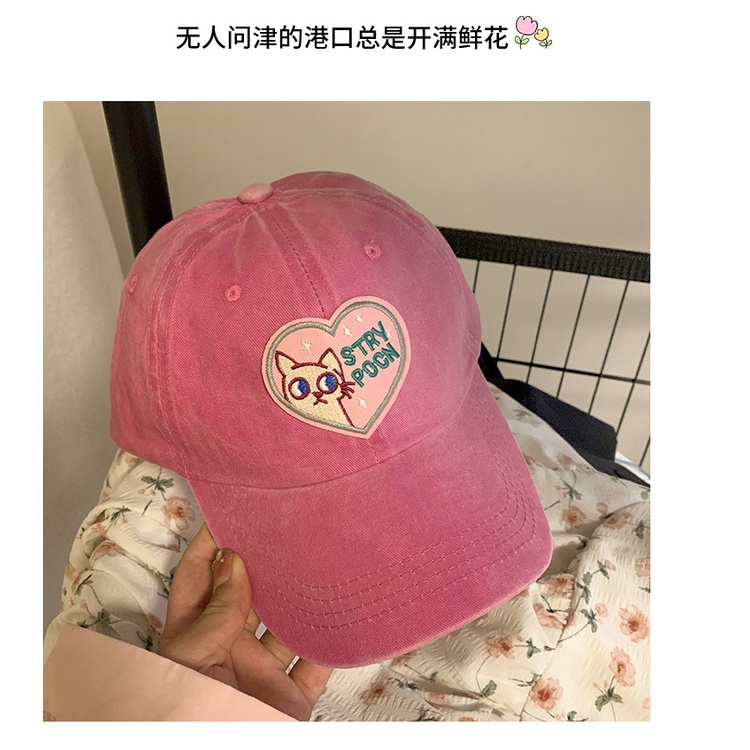 Mũ Lưỡi Trai Hình Tròn Họa Tiết Mèo Dễ Thương Cho Nữ