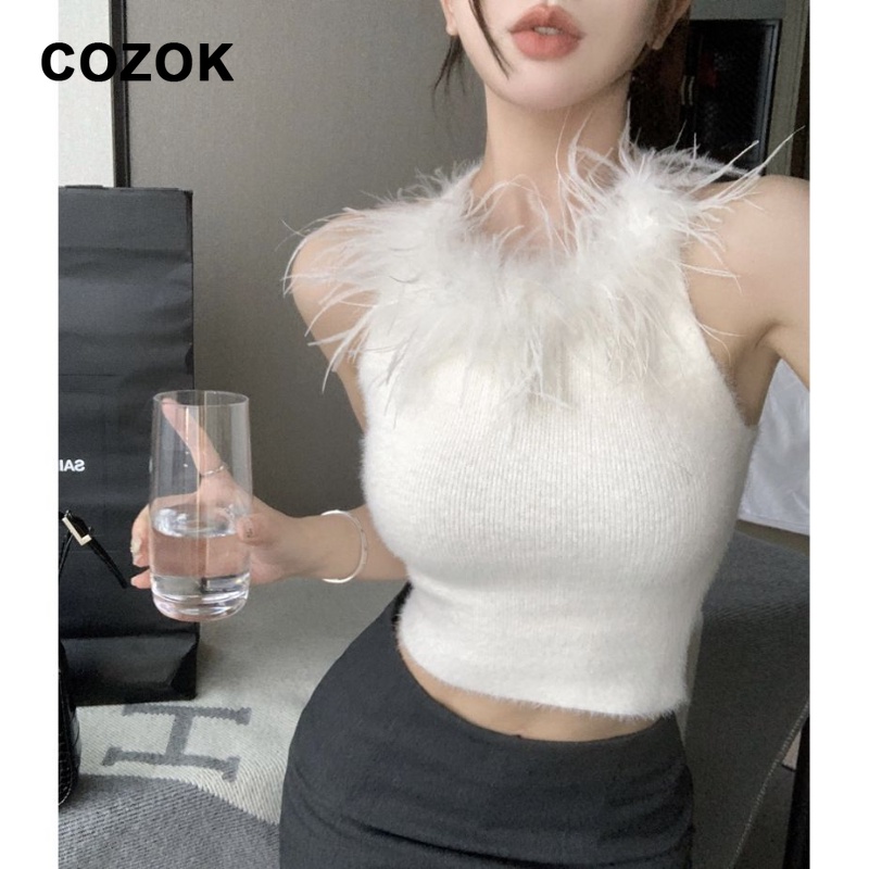 Áo Hai Dây Dệt Kim Dáng Ngắn Thời Trang Quyến Rũ Cho Nữ