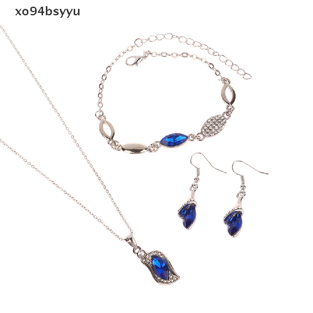Bộ Trang Sức xo94bsyyu Màu Vàng / Bạc Đính Pha Lê Sang Trọng Cho Nữ