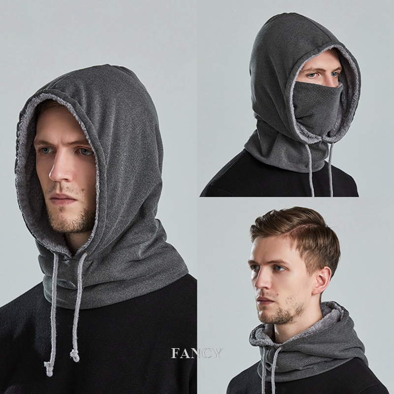 Fancy Mũ Trùm Đầu Mùa Đông Chống Gió Lạnh Kèm Khăn Choàng Cổ Bằng Lông Cừu Giữ Ấm Mùa Đông Khi Lái Xe Ngoài Trời