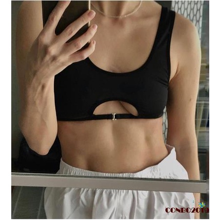 Hgm Áo Hai Dây Cổ Chữ U Màu Trơn Ôm Dáng Mùa Hè Cho Nữ Đi Tiệc Câu Lạc Bộ