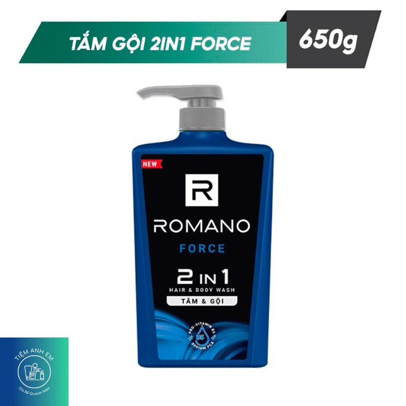 Tắm gội 2 trong 1 hương nước hoa Romano 2in1 Classic/ Force/ Gentleman/ Attitude chai 650g
