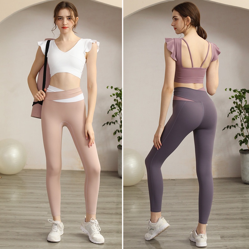 Bộ Đồ Tập Yoga GYM Cánh Tiên S-839 Chất Thun PoLy Mịn Siêu Mát Thiết Kế Tiểu Thư Màu Sắc Ngọt Ngào