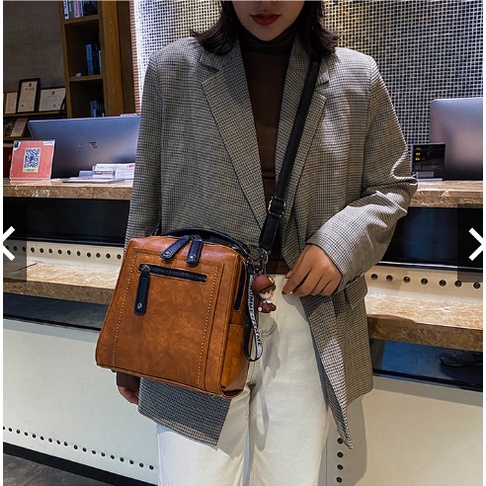 Túi xách nữ Túi đeo chéo dáng Balo thời trang đi học đi chơi da mềm Size 30