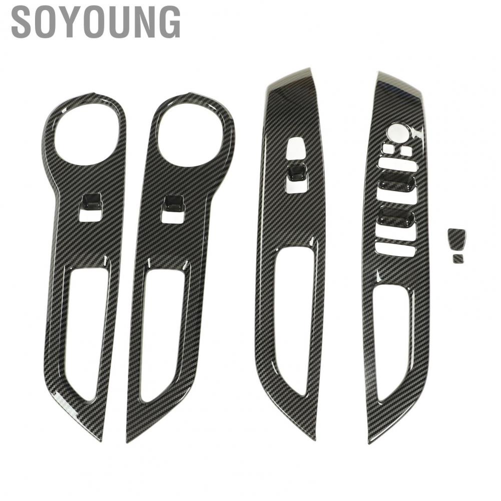 Soyoung Car Lift Button Sticker  Window Switch Decoration Frame Cover Advanced Distinctive Design Carbon Fiber Style Comfortable for Left Hand Drive