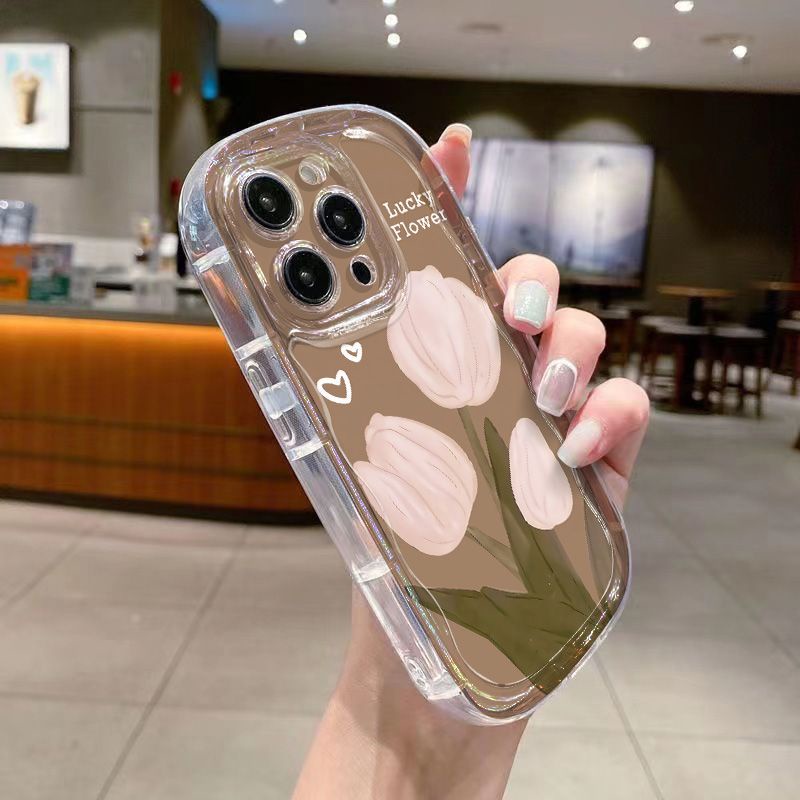✅Ốp Điện Thoại Mềm Trong Suốt Chống Sốc In Hình Hoa Tulip Cho iPhone xs / 8p / 1213iPhone14 promax117 / xr Q3NC