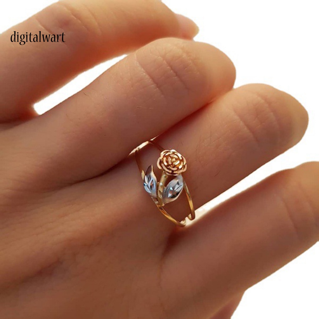 Kỹ Thuật Số| Nhẫn Nữ Mạ Vàng Hình Hoa Hồng Hai Màu