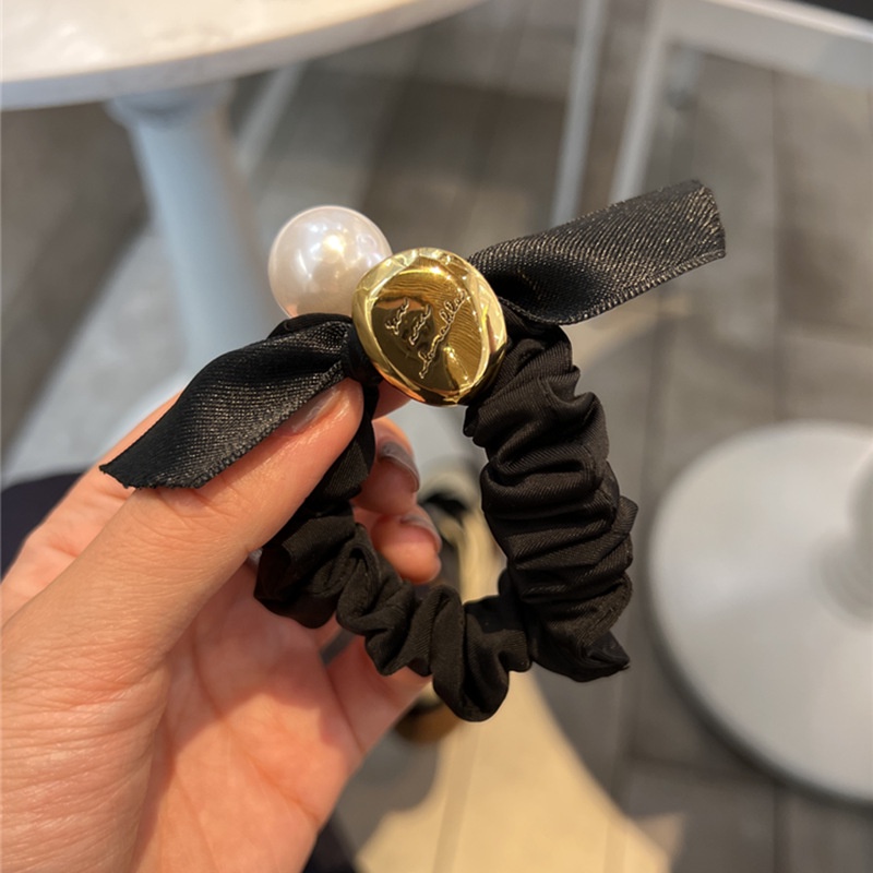 Dây Cột Tóc Cao Su Đính Hạt Ngọc Trai / Nơ Ruy Băng Dễ Phối Đồ